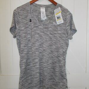 NWT Under Armour Heat Gear Short Sleeve V-Neck Shirt Loose Fit Women's M Gray